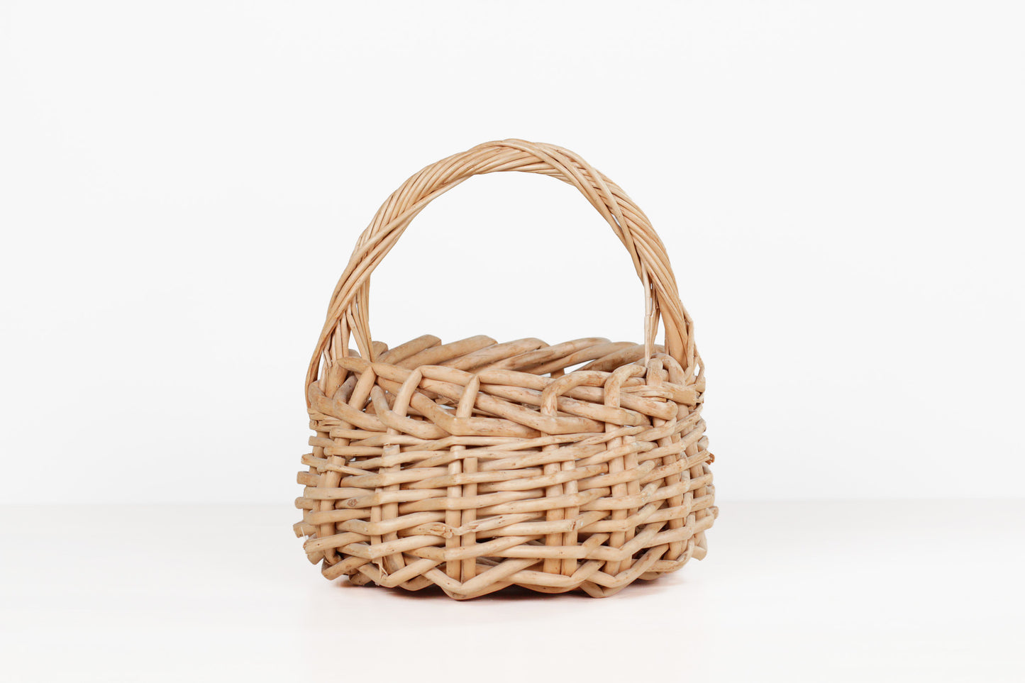 Vintage Wicker Gathering Basket with Handle