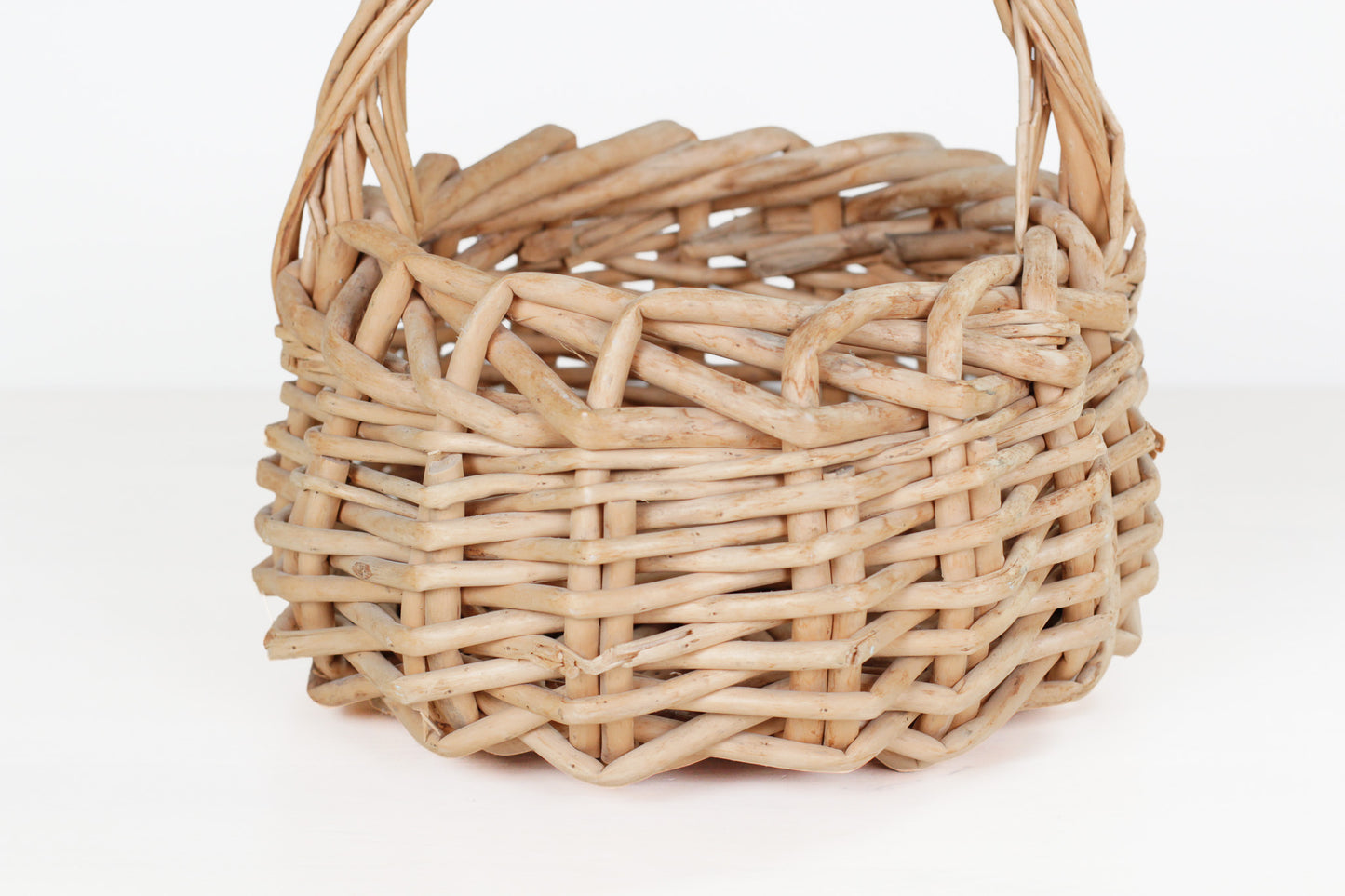 Vintage Wicker Gathering Basket with Handle