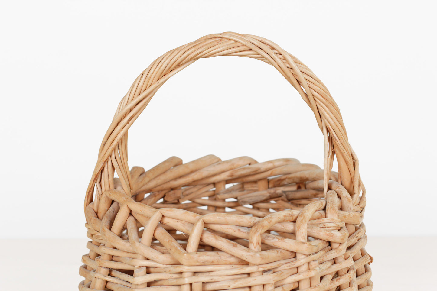 Vintage Wicker Gathering Basket with Handle