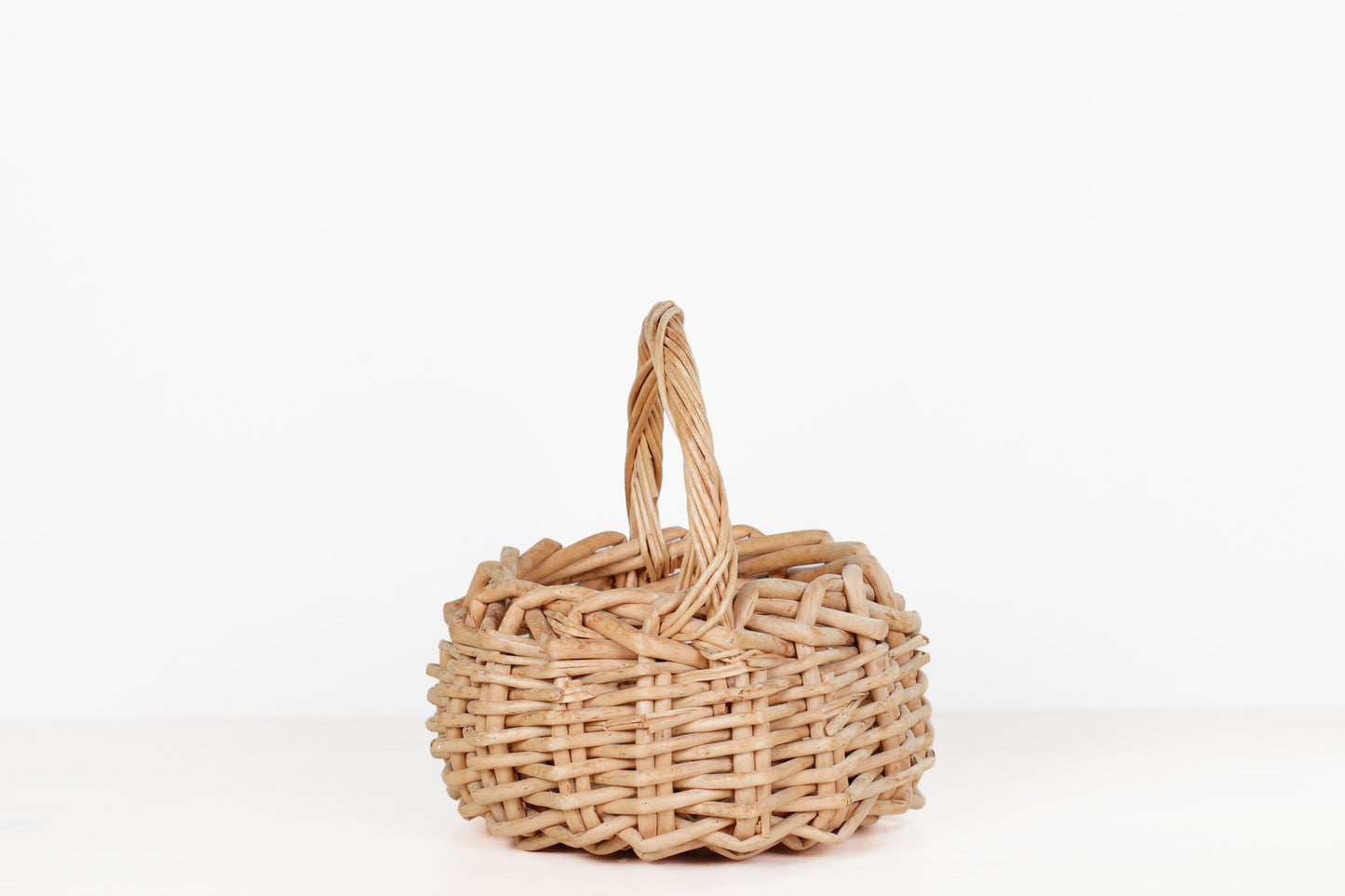 Vintage Wicker Gathering Basket with Handle