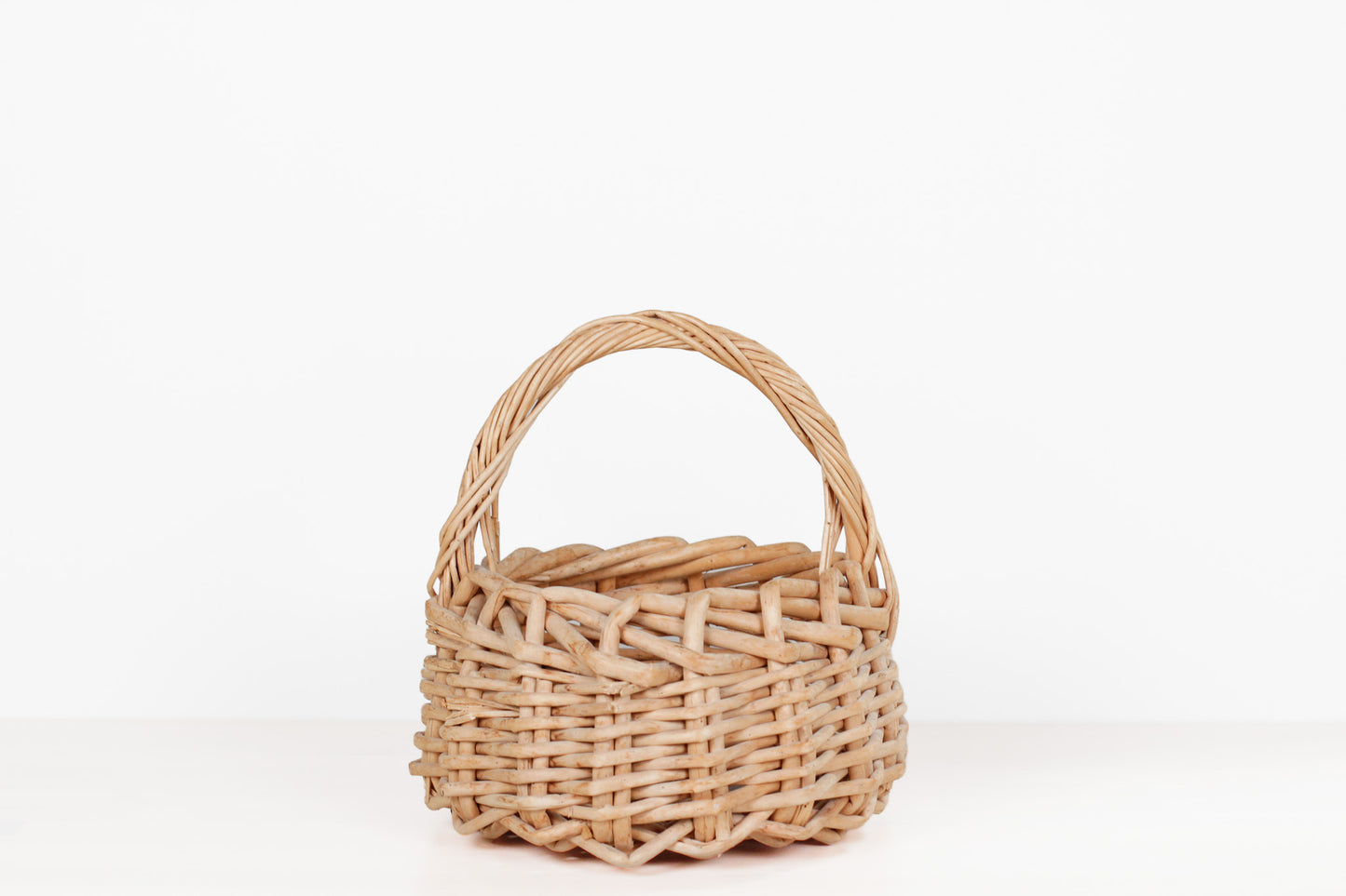 Vintage Wicker Gathering Basket with Handle