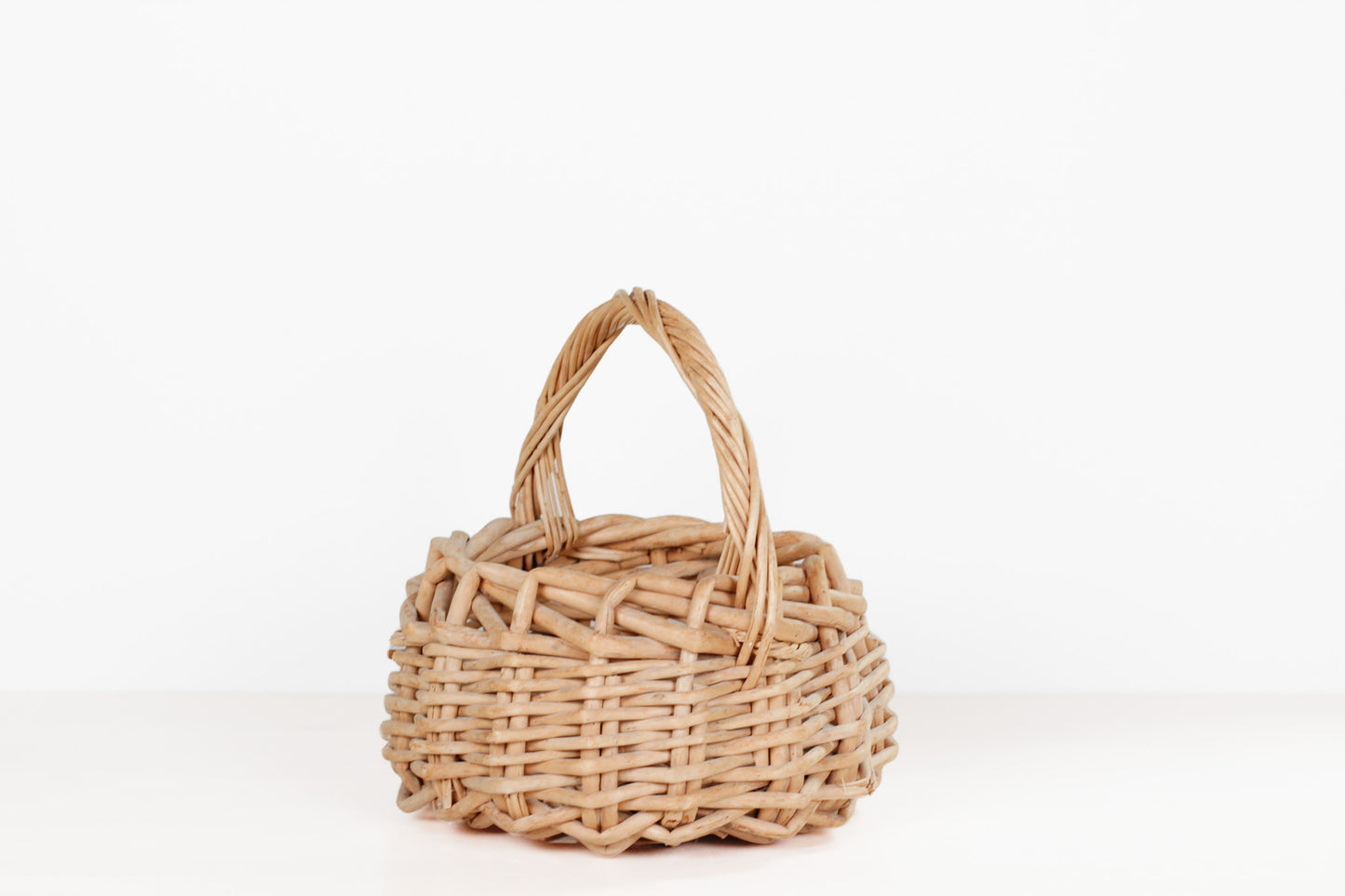Vintage Wicker Gathering Basket with Handle
