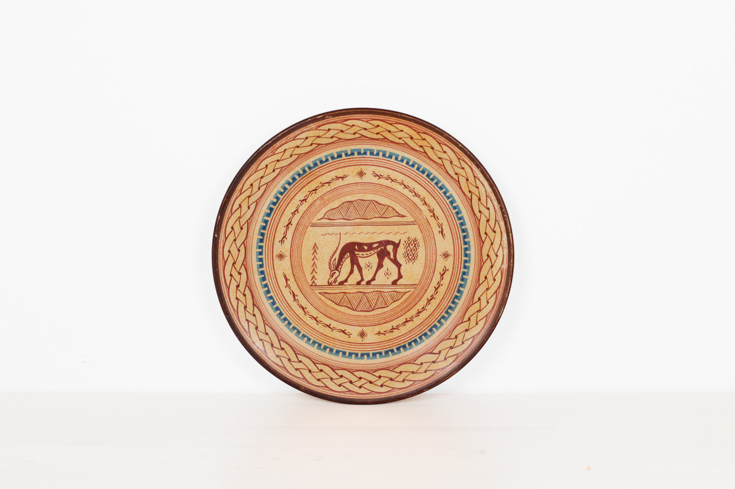 Vintage Hand-Painted Greek Folk Art Wall Plate