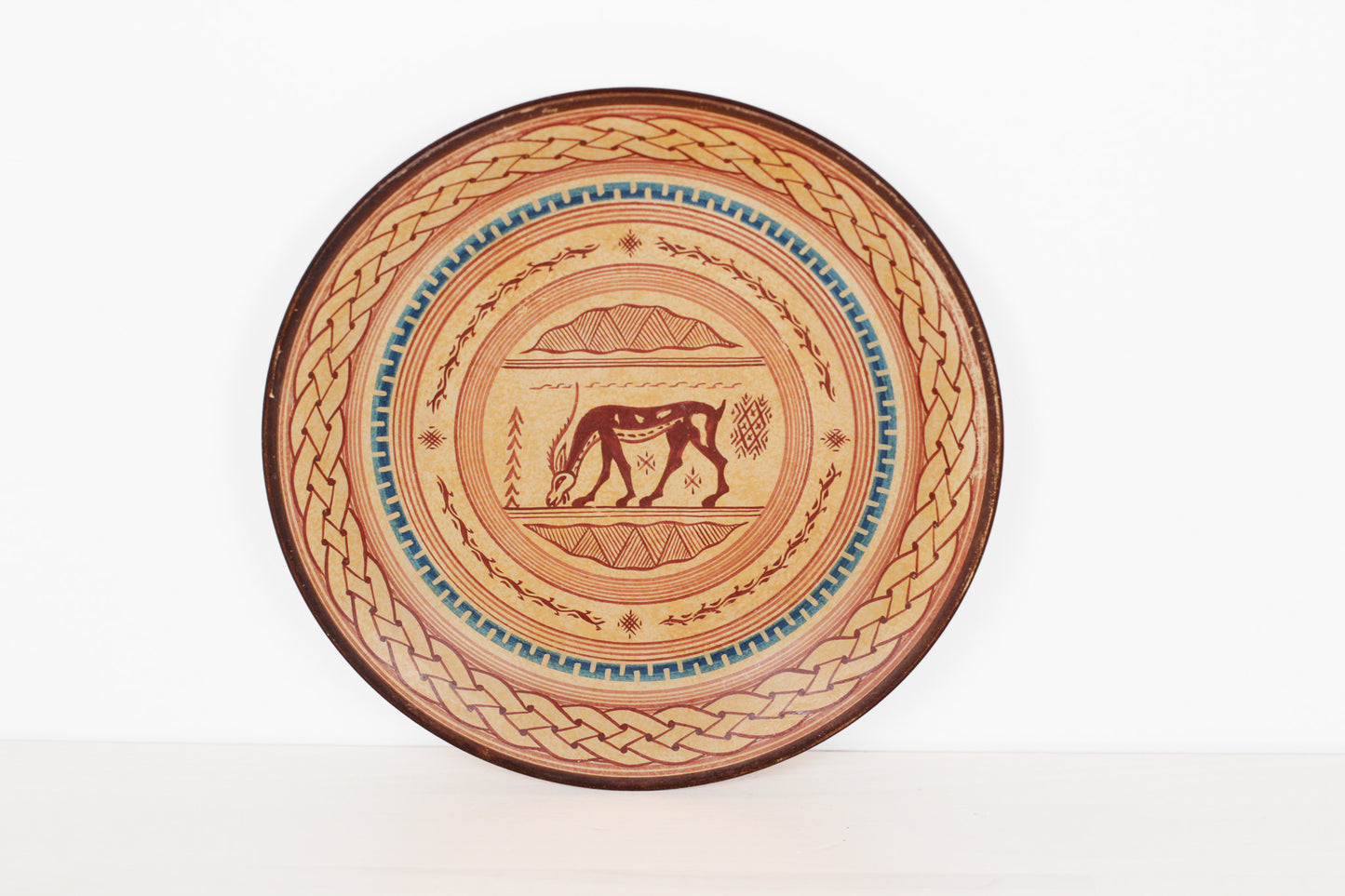 Vintage Hand-Painted Greek Folk Art Wall Plate