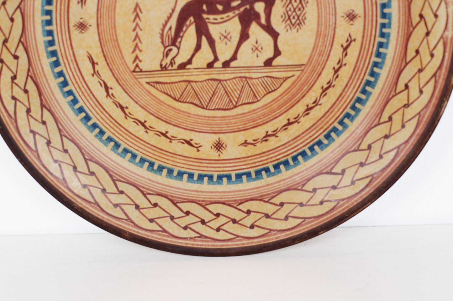 Vintage Hand-Painted Greek Folk Art Wall Plate
