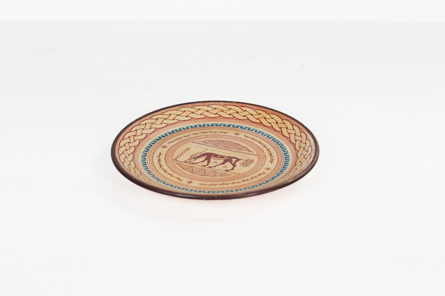 Vintage Hand-Painted Greek Folk Art Wall Plate