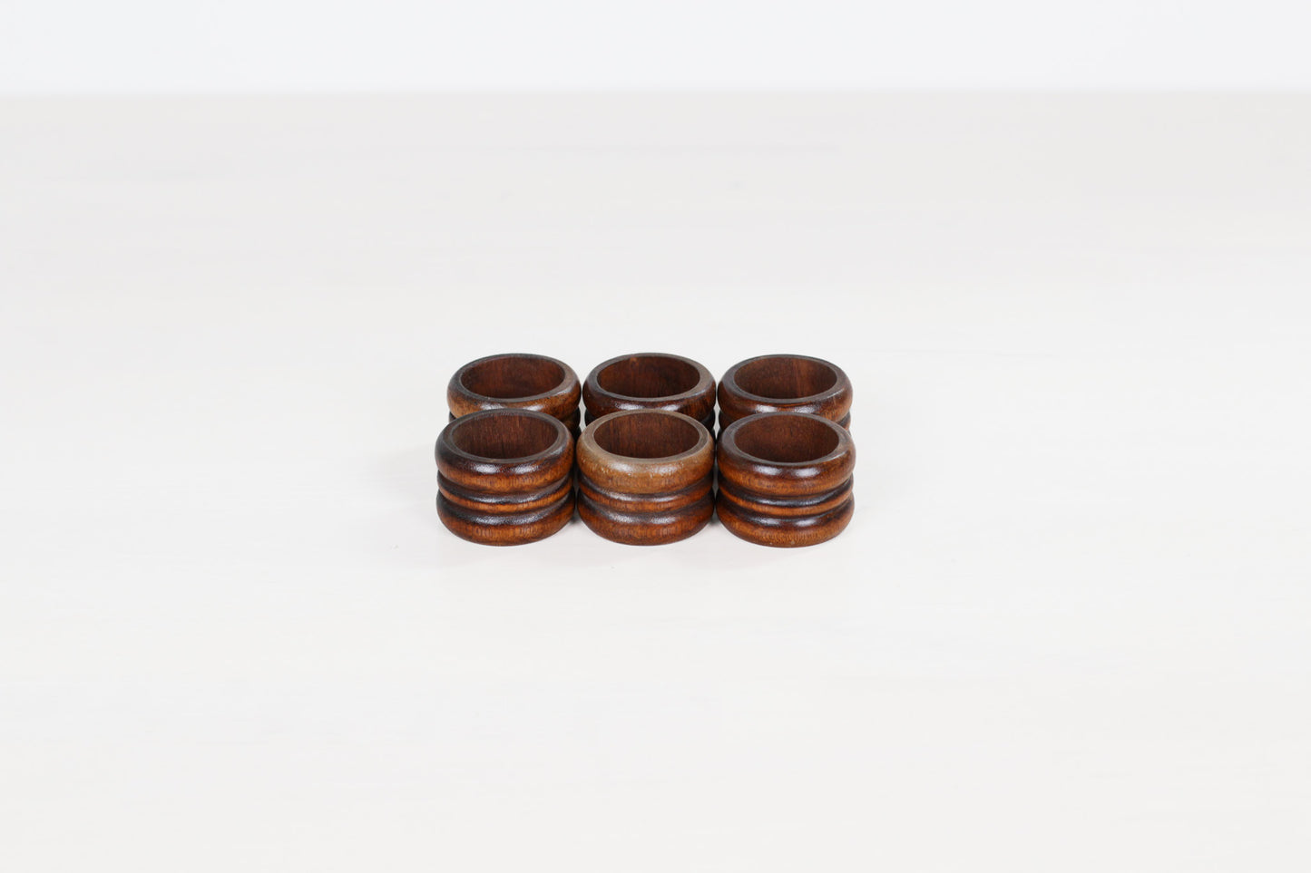 Vintage Turned Wood Napkin Rings, Set of 6