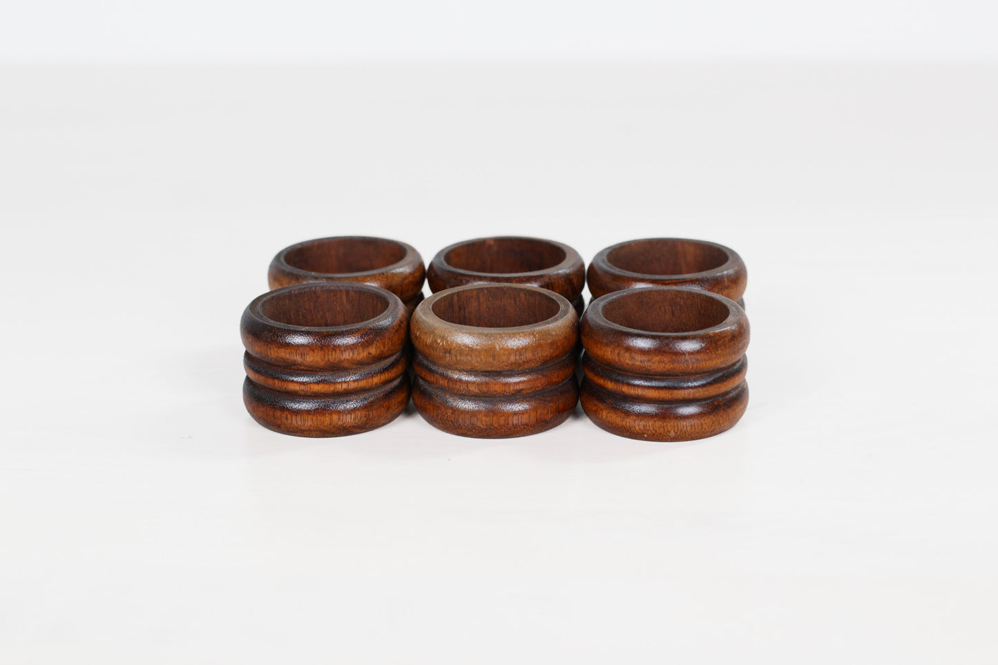 Vintage Turned Wood Napkin Rings, Set of 6