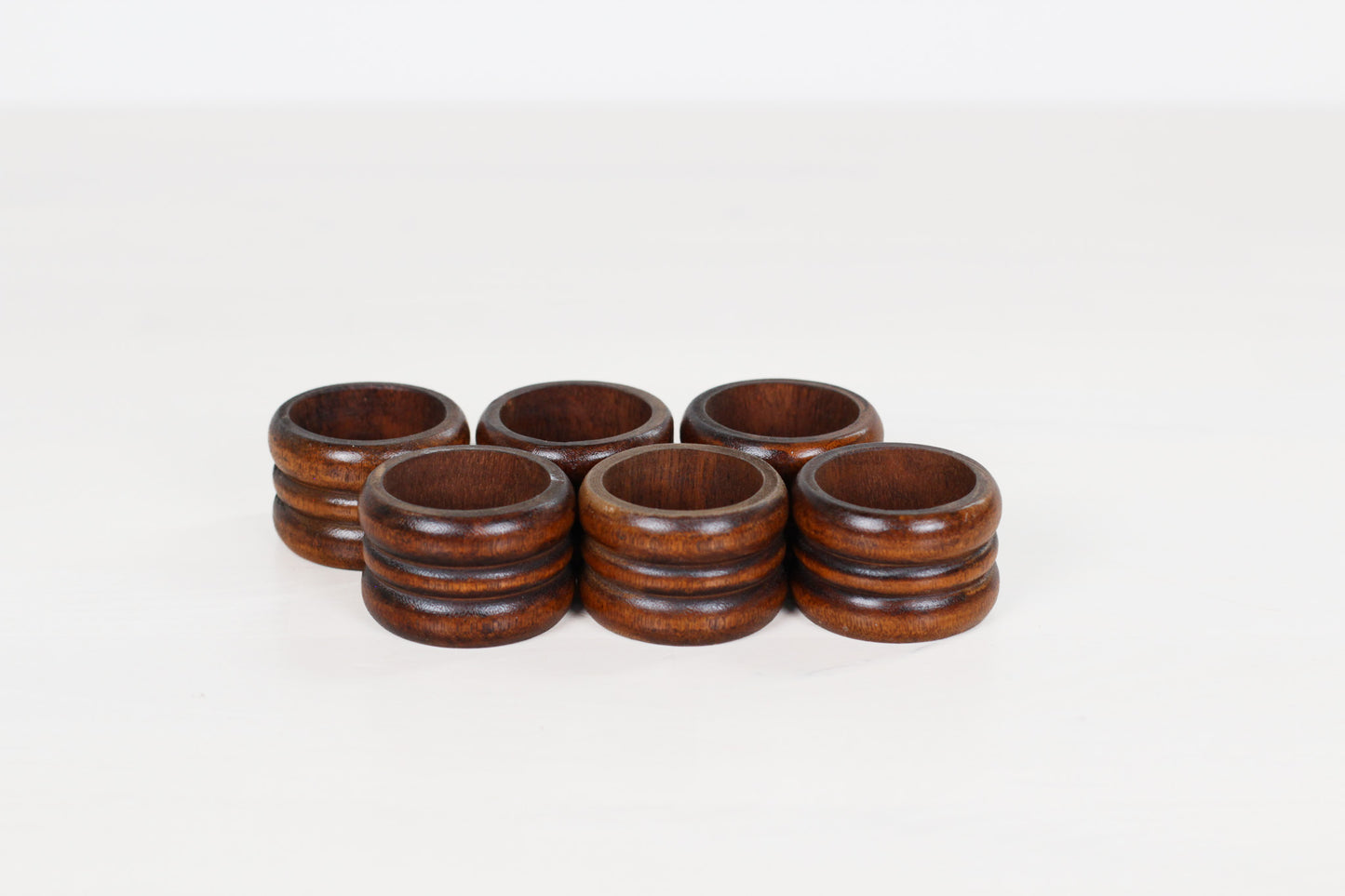 Vintage Turned Wood Napkin Rings, Set of 6
