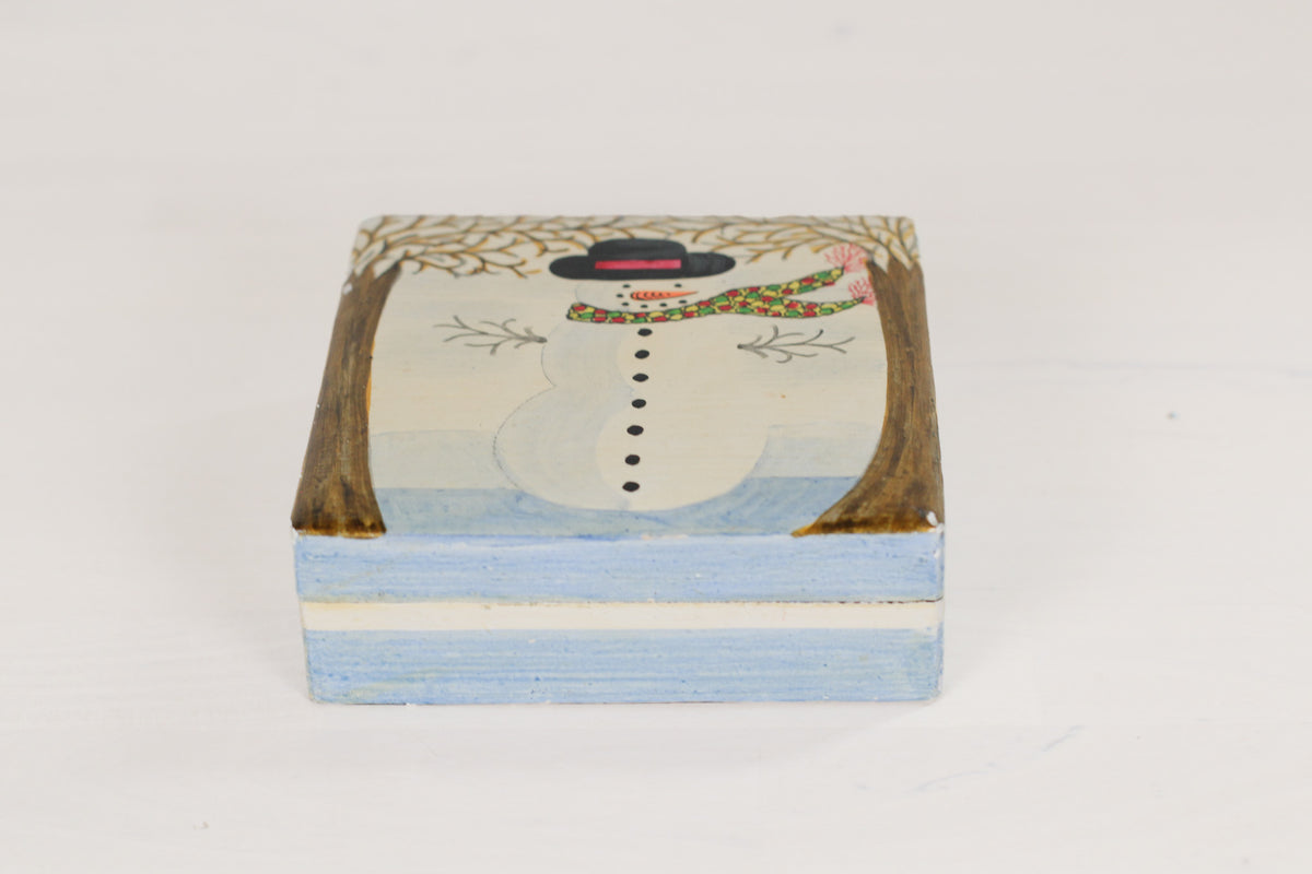 Vintage Snowman Coasters in Matching Storage Box