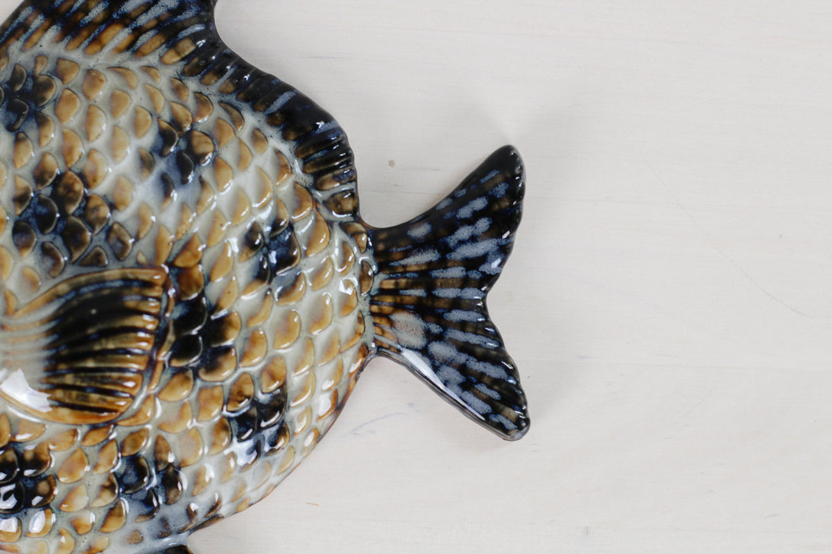 Mid-Century French Majolica Fish Wall Plaques | Vallauris Pottery