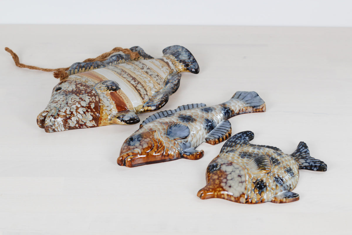 Mid-Century French Majolica Fish Wall Plaques | Vallauris Pottery