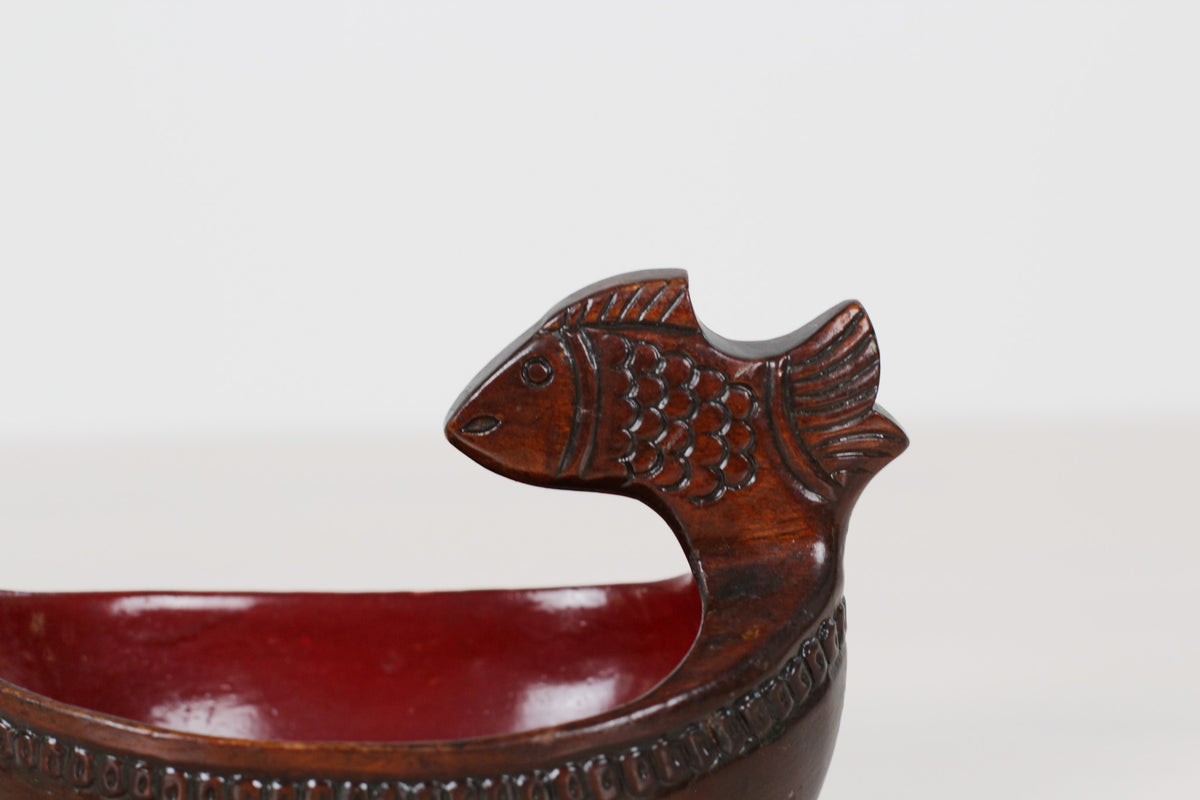 Vintage Carved Wood Fish Dish