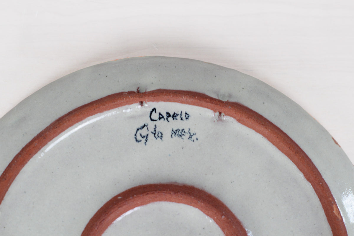 Vintage Signed Capelo Mexican Pottery Plate