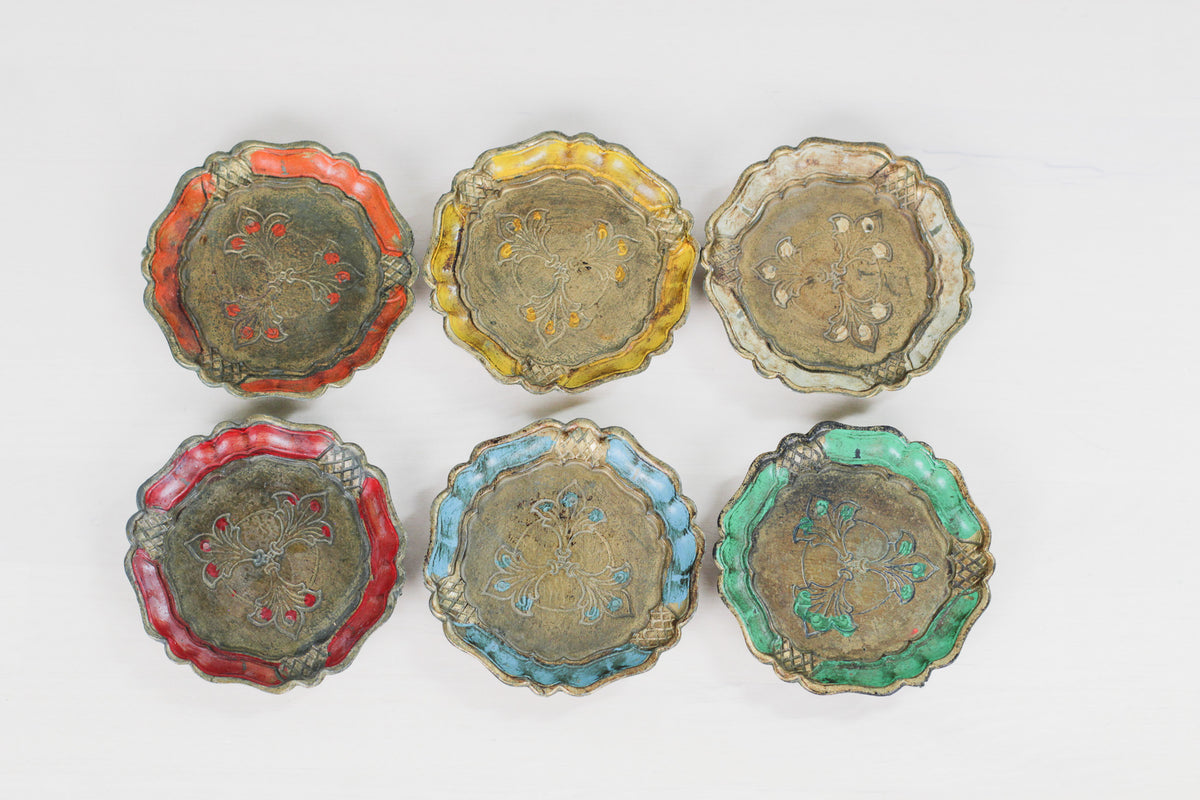 Set of 6 Vintage Italian Florentine Coasters