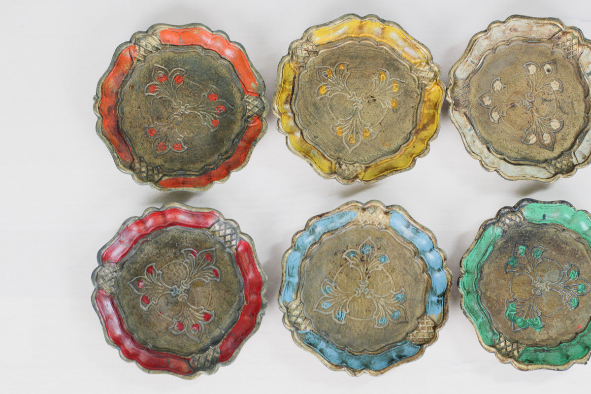 Set of 6 Vintage Italian Florentine Coasters