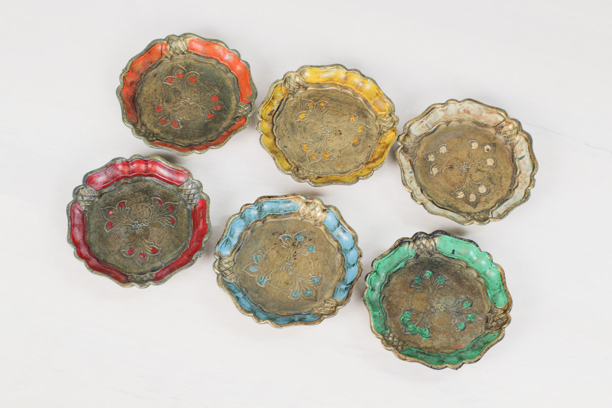 Set of 6 Vintage Italian Florentine Coasters