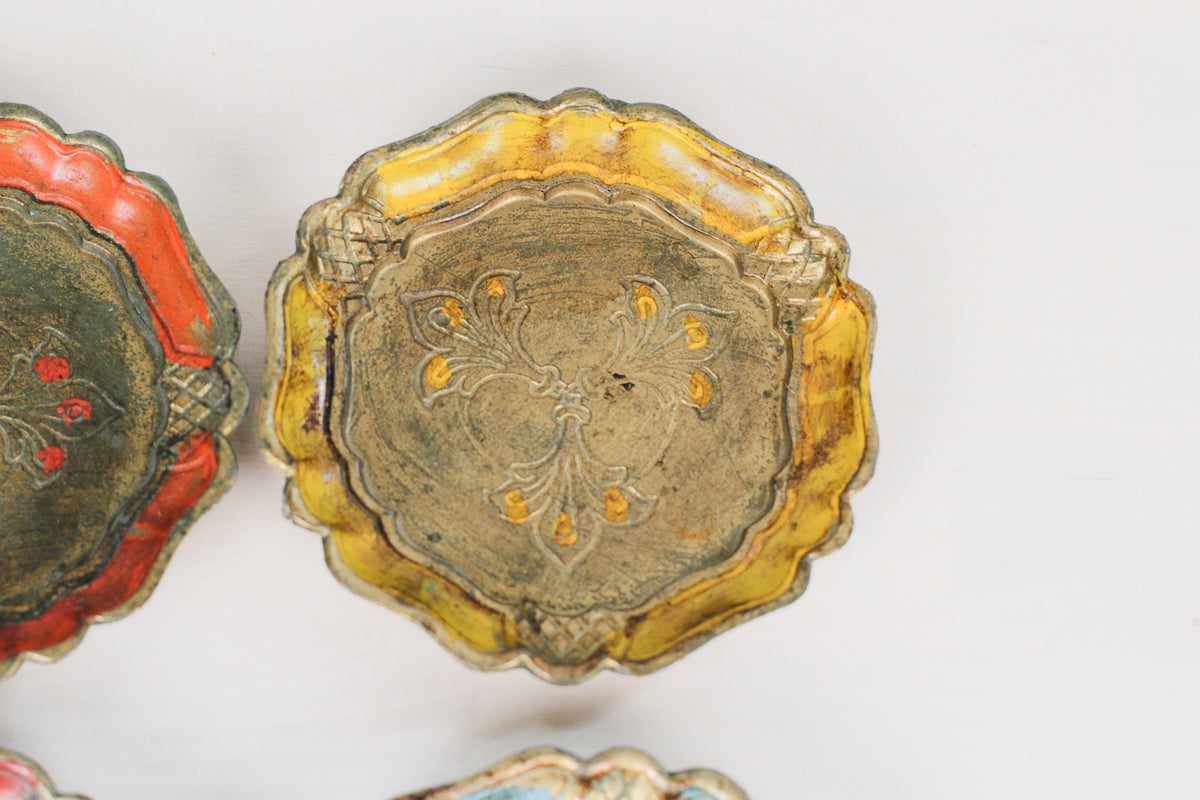 Set of 6 Vintage Italian Florentine Coasters