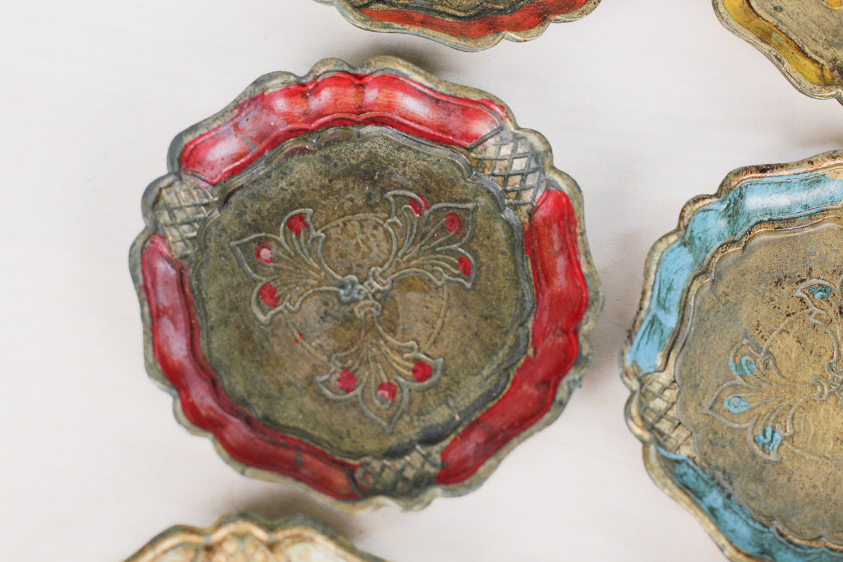 Set of 6 Vintage Italian Florentine Coasters