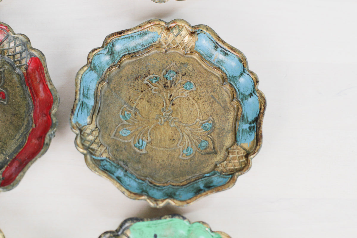 Set of 6 Vintage Italian Florentine Coasters