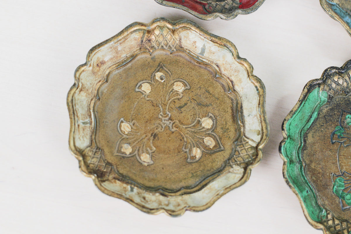 Set of 6 Vintage Italian Florentine Coasters