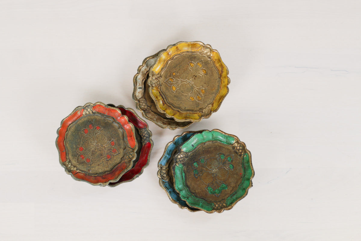 Set of 6 Vintage Italian Florentine Coasters