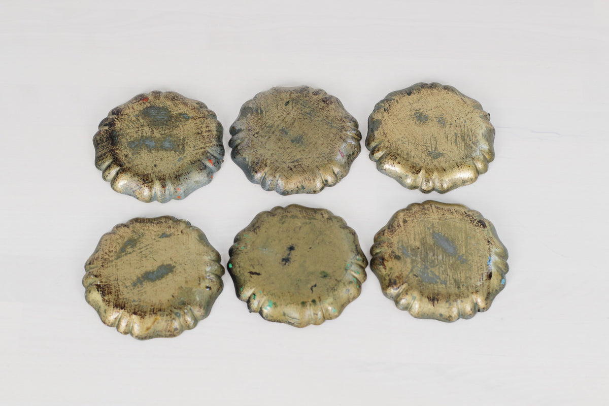 Set of 6 Vintage Italian Florentine Coasters