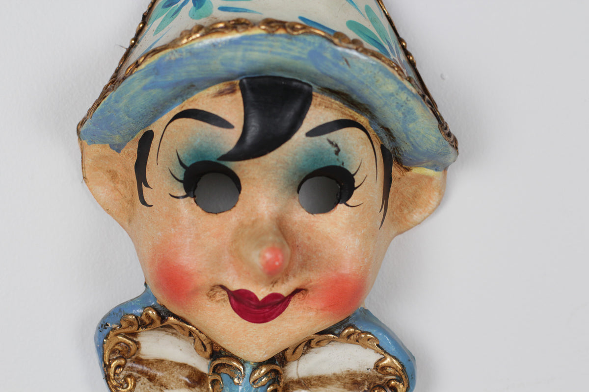Vintage Italian Hand-Painted Papier-Mâché Pinocchio Wall Mask