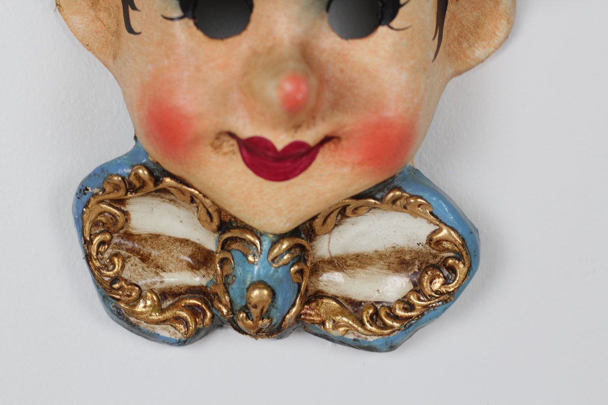 Vintage Italian Hand-Painted Papier-Mâché Pinocchio Wall Mask