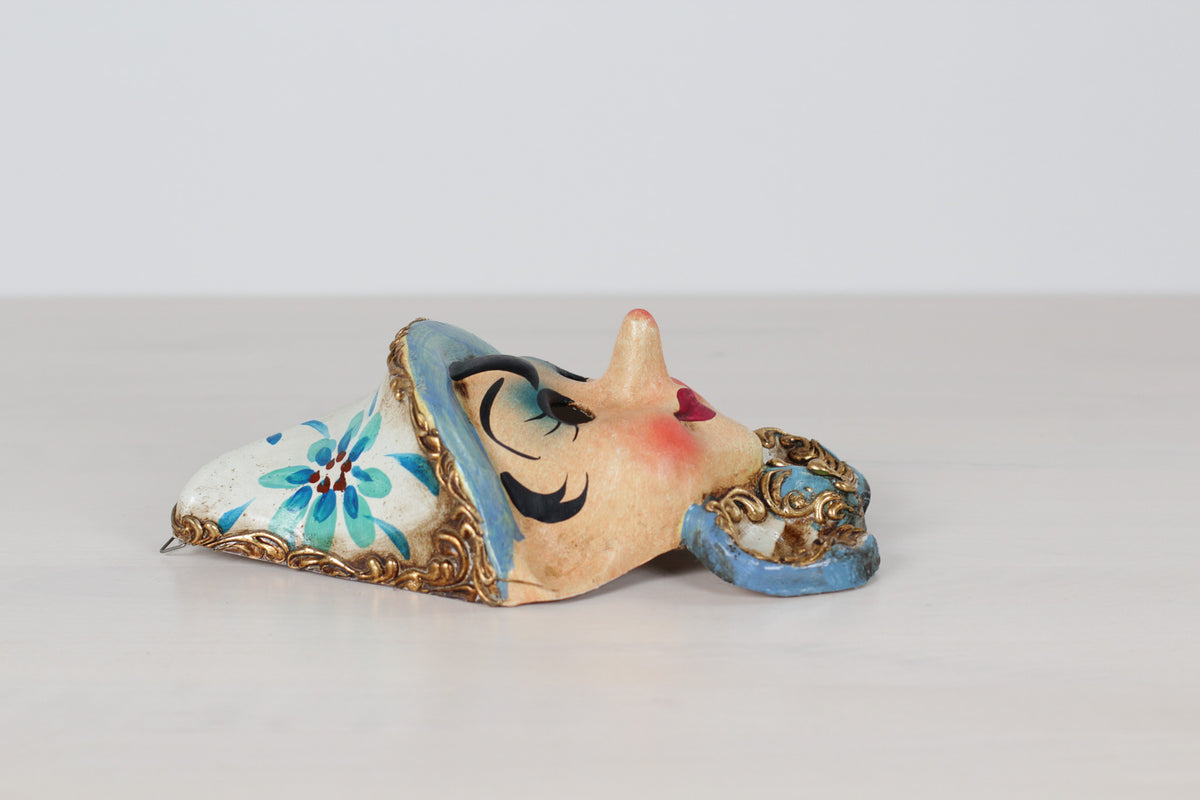 Vintage Italian Hand-Painted Papier-Mâché Pinocchio Wall Mask