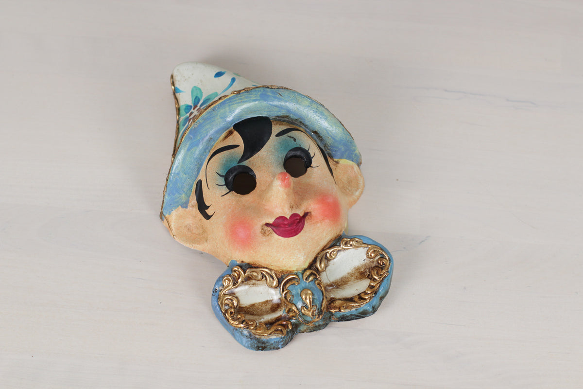 Vintage Italian Hand-Painted Papier-Mâché Pinocchio Wall Mask