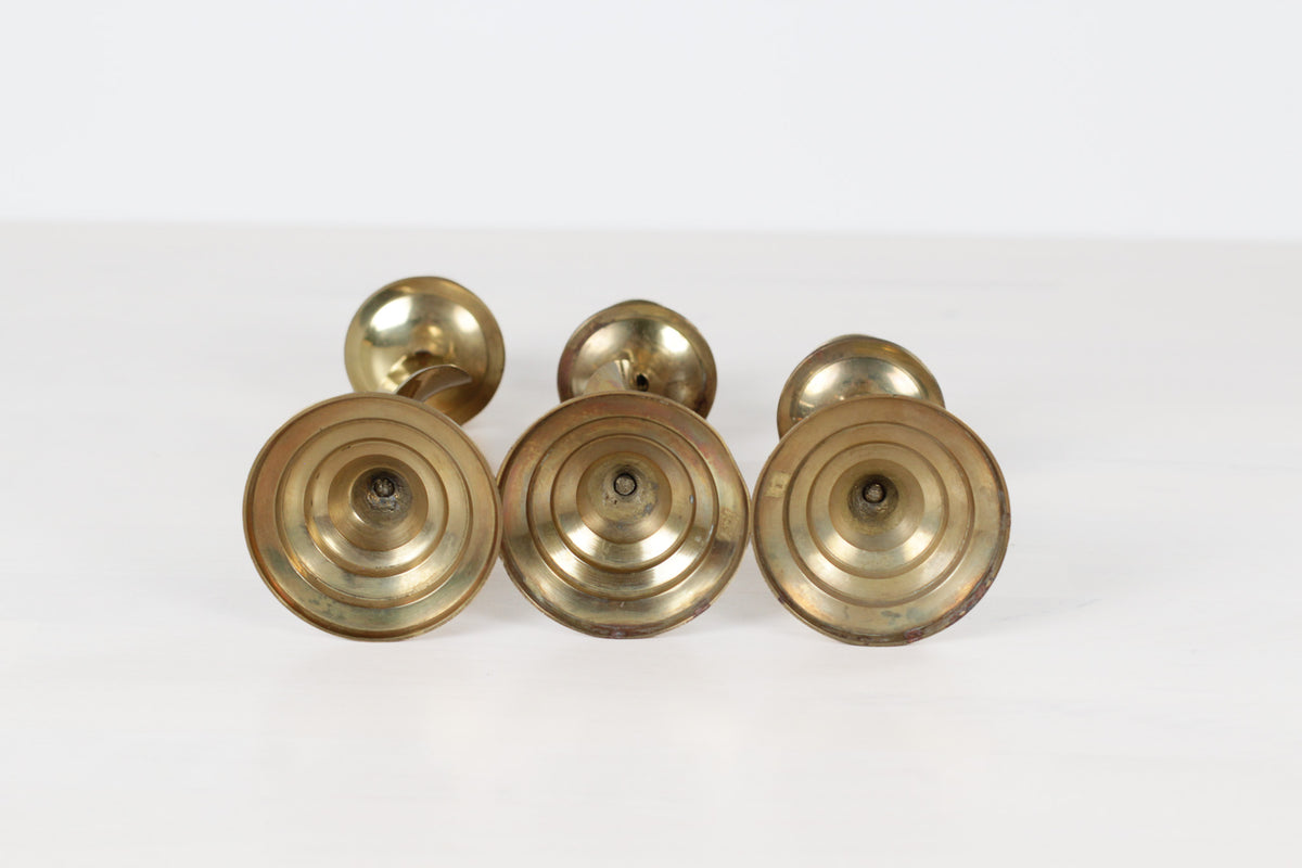 Vintage Twisted Brass Candlestick Holders, Set of 3