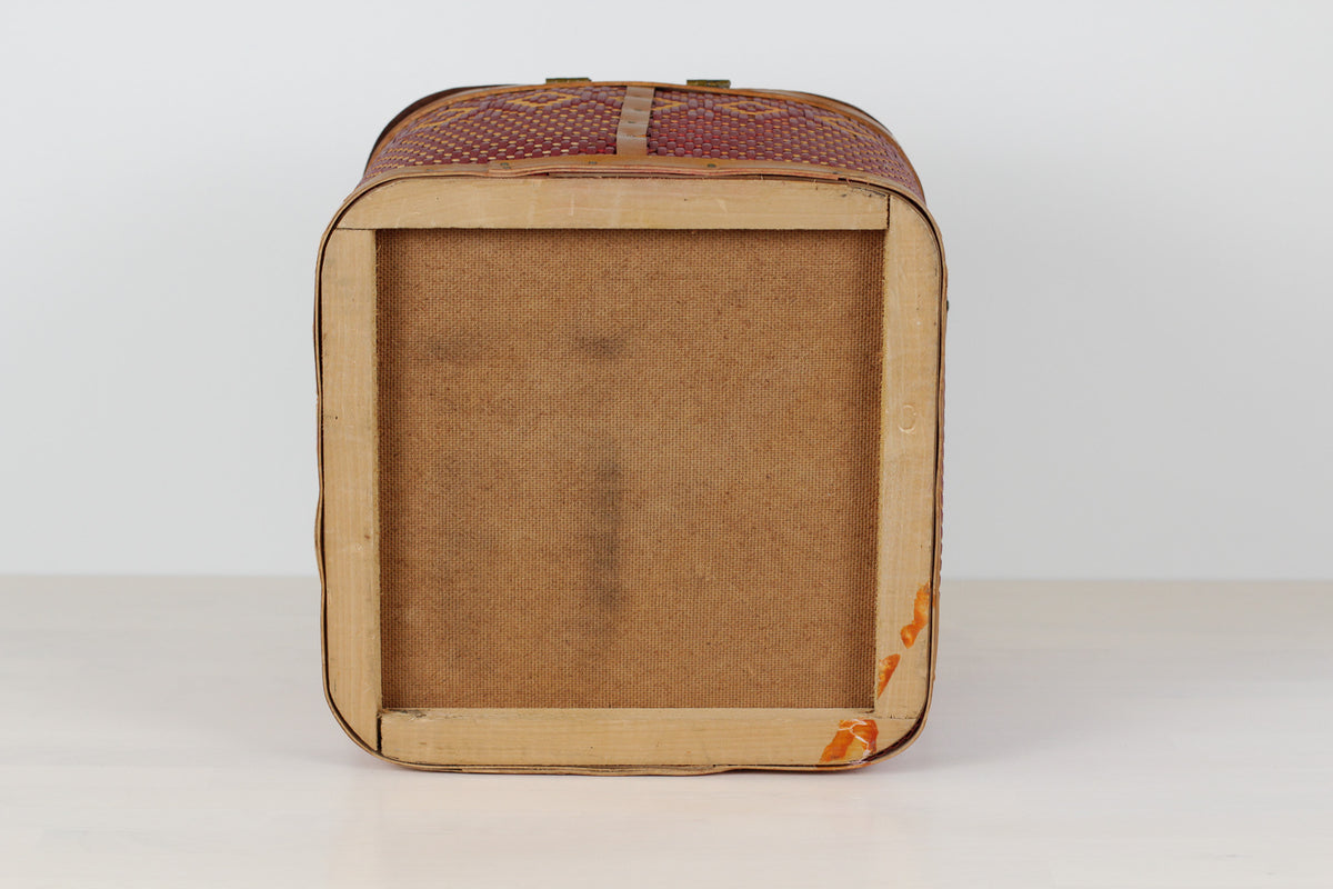 Vintage Mid-Century Red Woven Picnic Basket