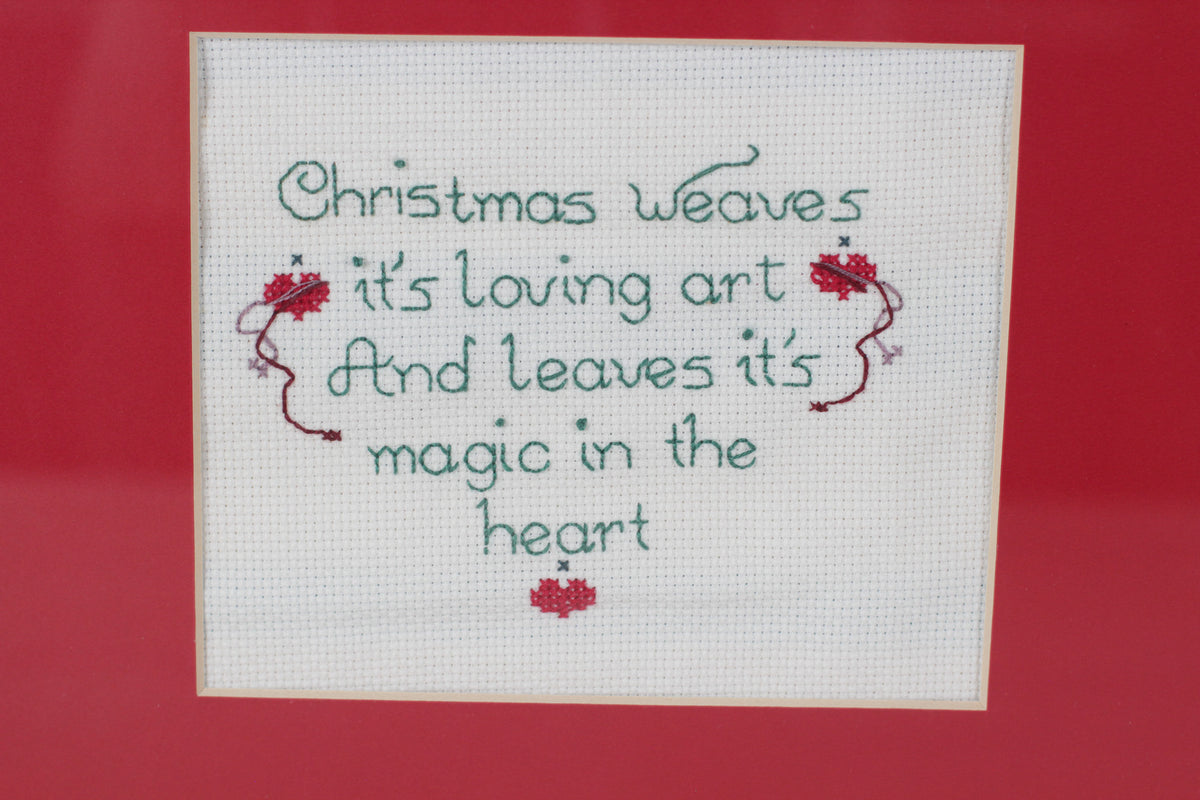 Vintage 1987 Framed Christmas Cross Stitch