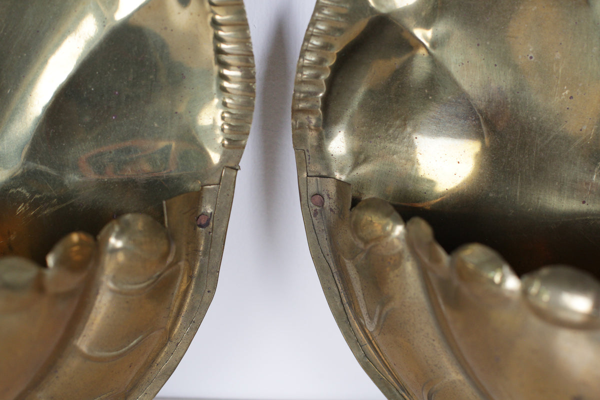 Pair of Vintage Brass Shell Wall Pockets