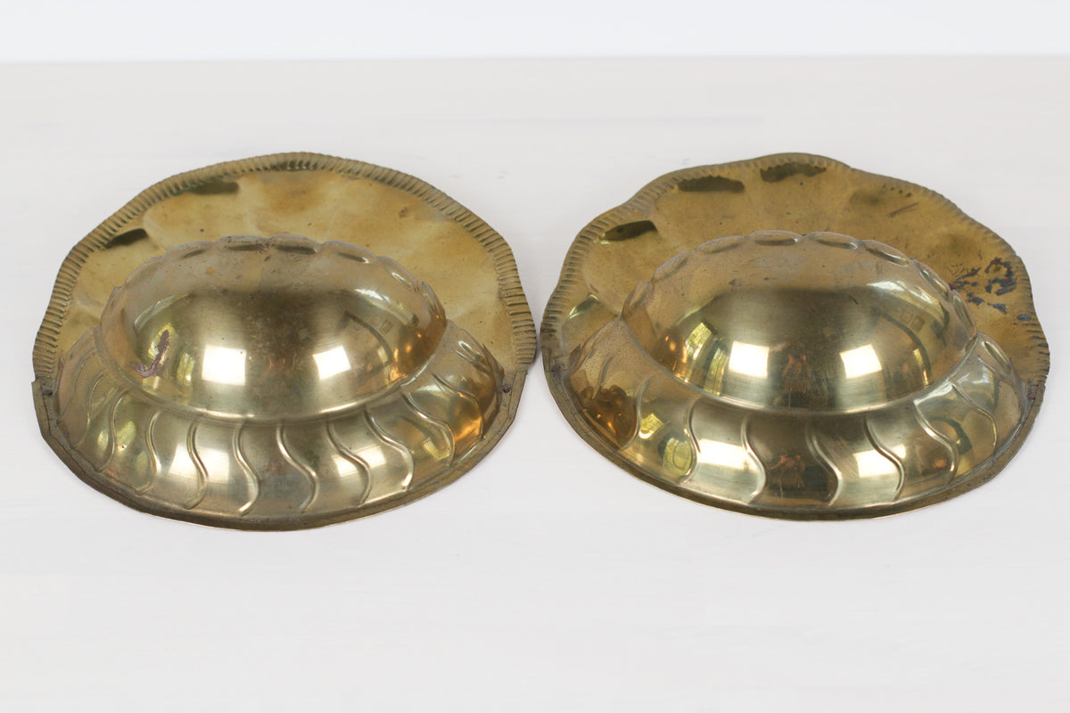 Pair of Vintage Brass Shell Wall Pockets