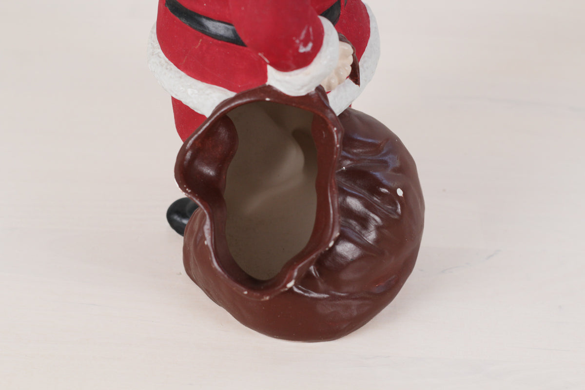 Vintage Hand-Painted Ceramic Santa with Sack Candy Jar