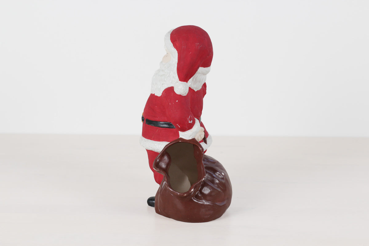 Vintage Hand-Painted Ceramic Santa with Sack Candy Jar