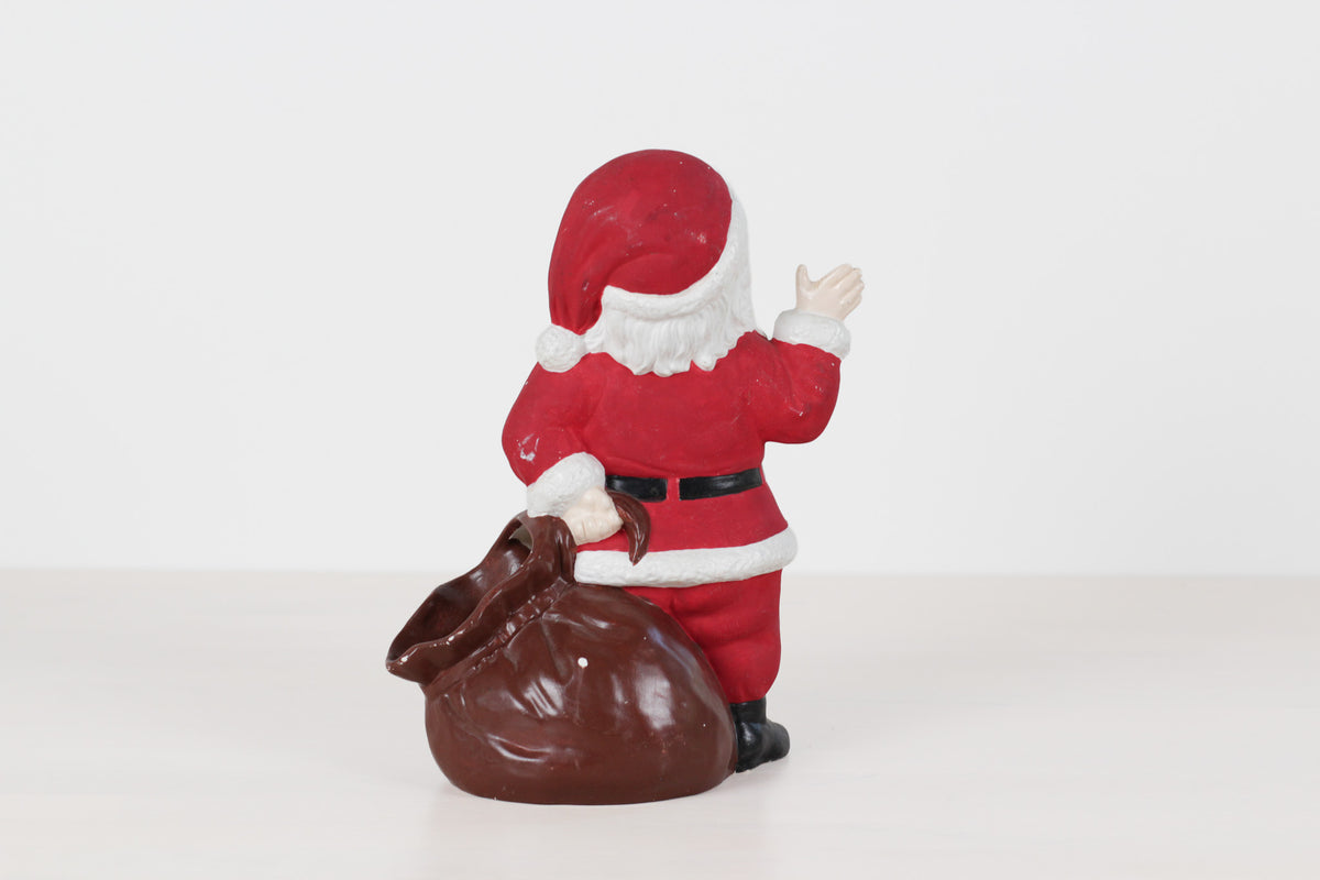 Vintage Hand-Painted Ceramic Santa with Sack Candy Jar