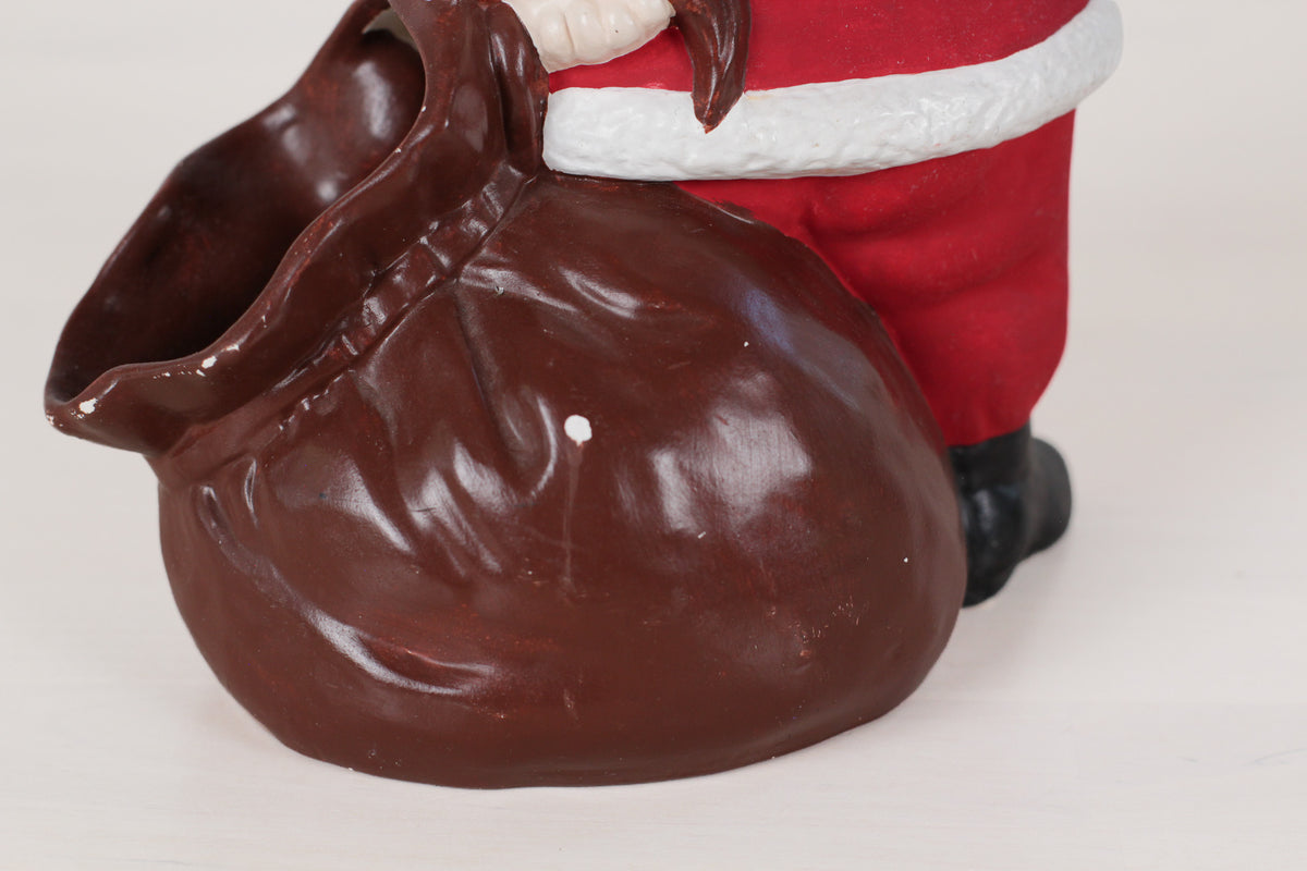 Vintage Hand-Painted Ceramic Santa with Sack Candy Jar