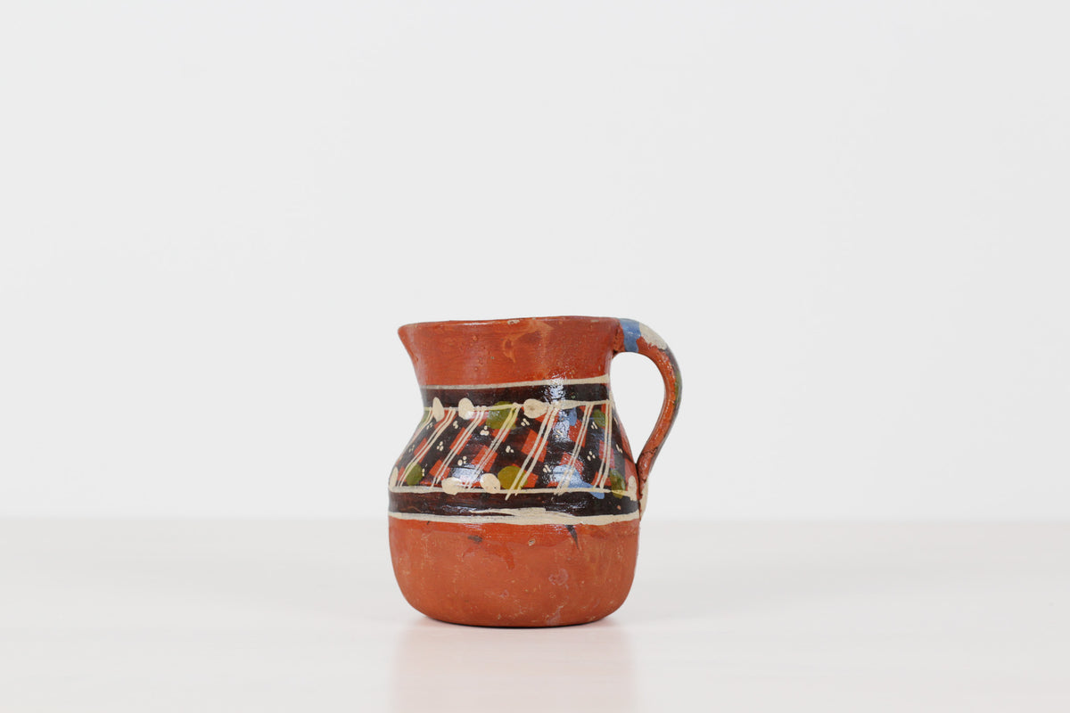 Vintage Mexican Redware Folk Art Pitcher