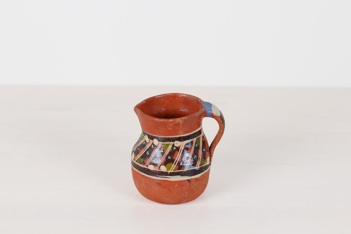 Vintage Mexican Redware Folk Art Pitcher