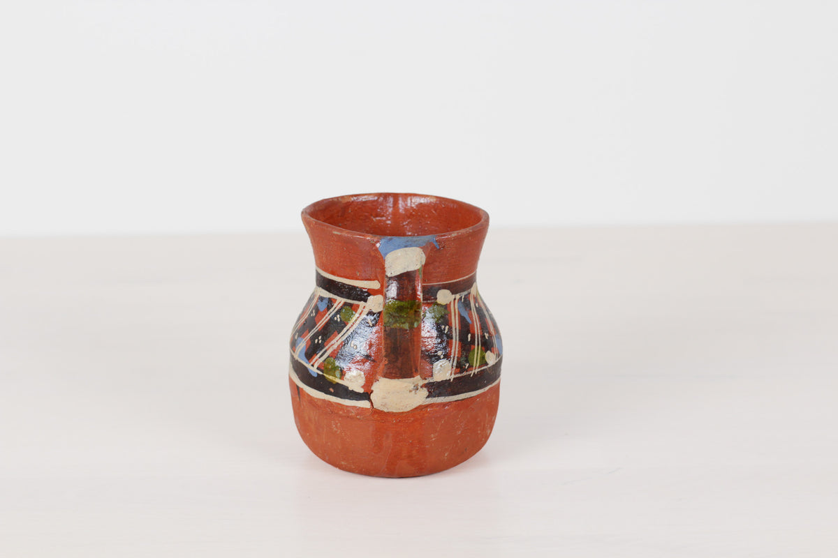 Vintage Mexican Redware Folk Art Pitcher