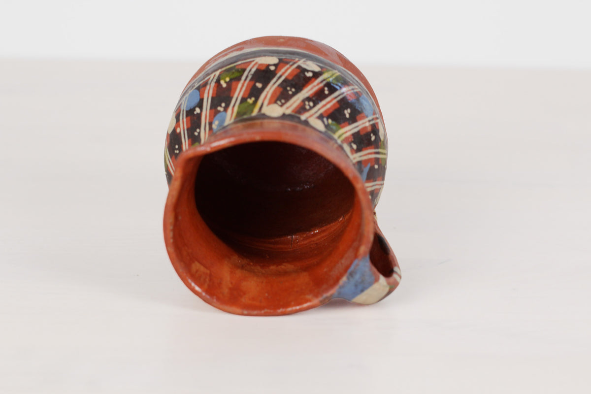 Vintage Mexican Redware Folk Art Pitcher