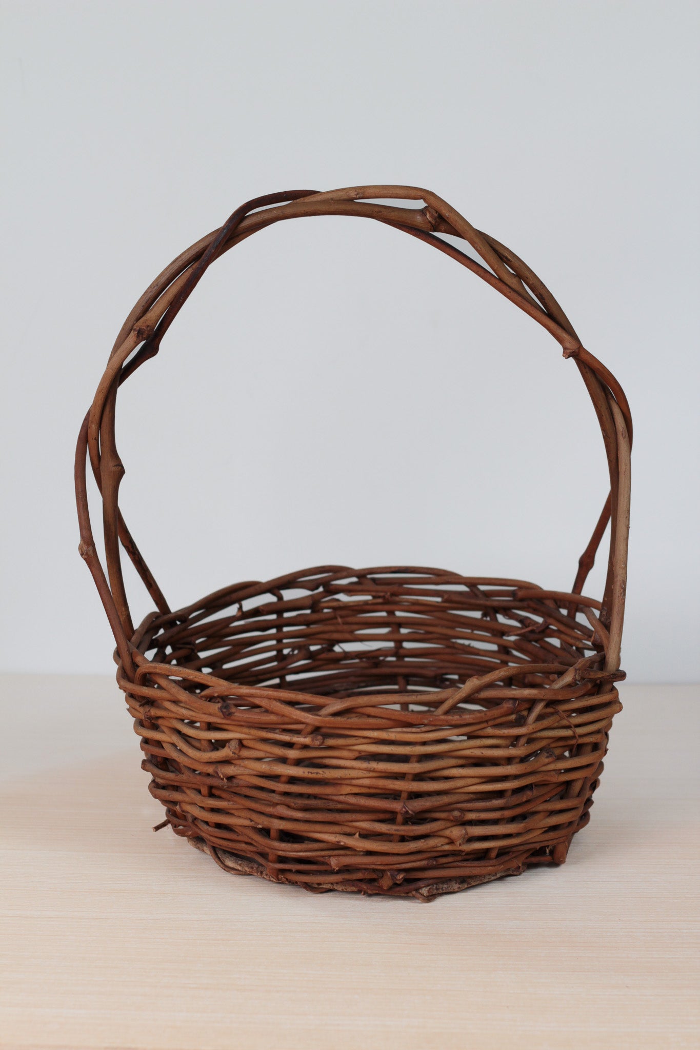 Vintage Handwoven Rustic Wicker Basket