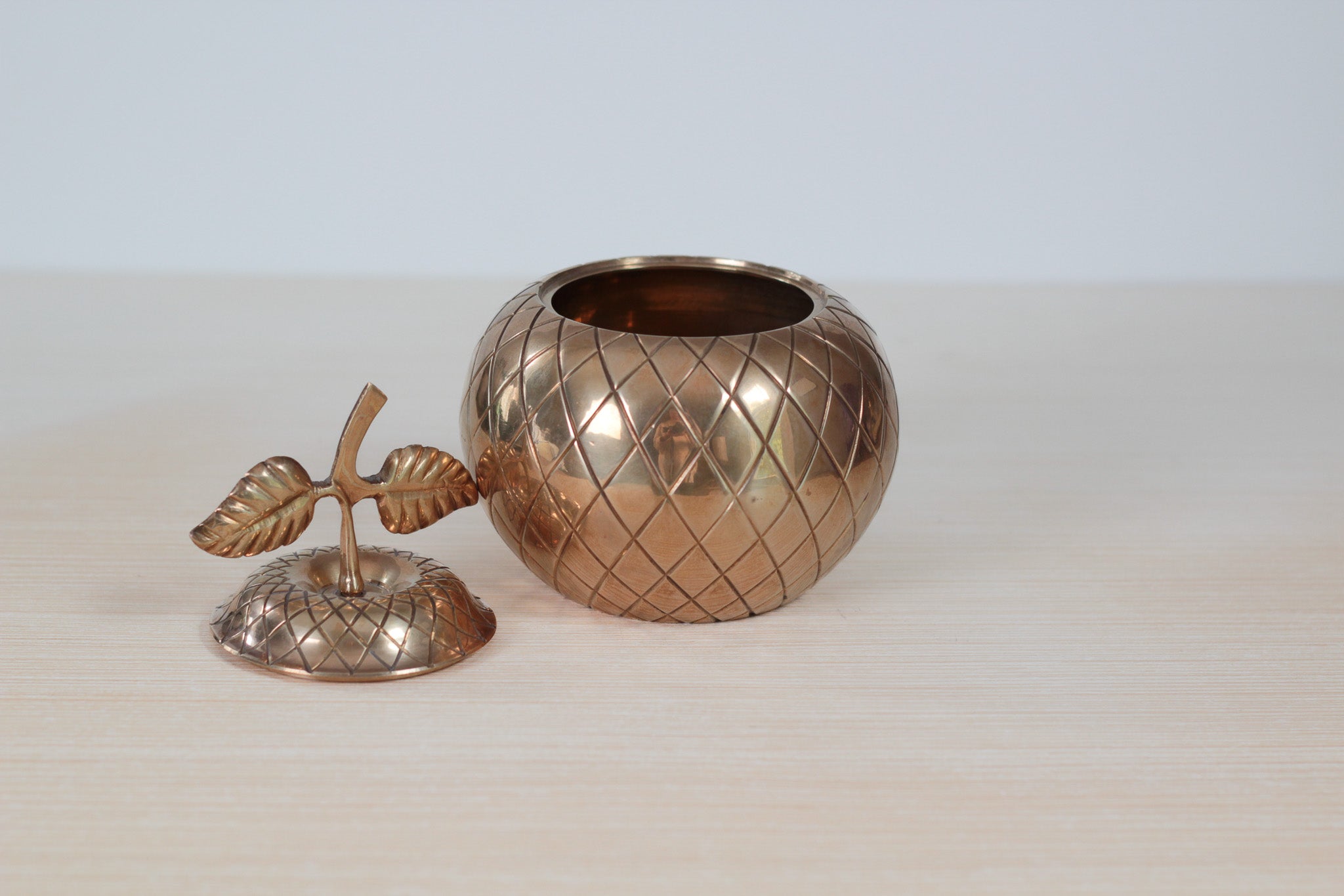 Vintage Brass Apple Lidded Box