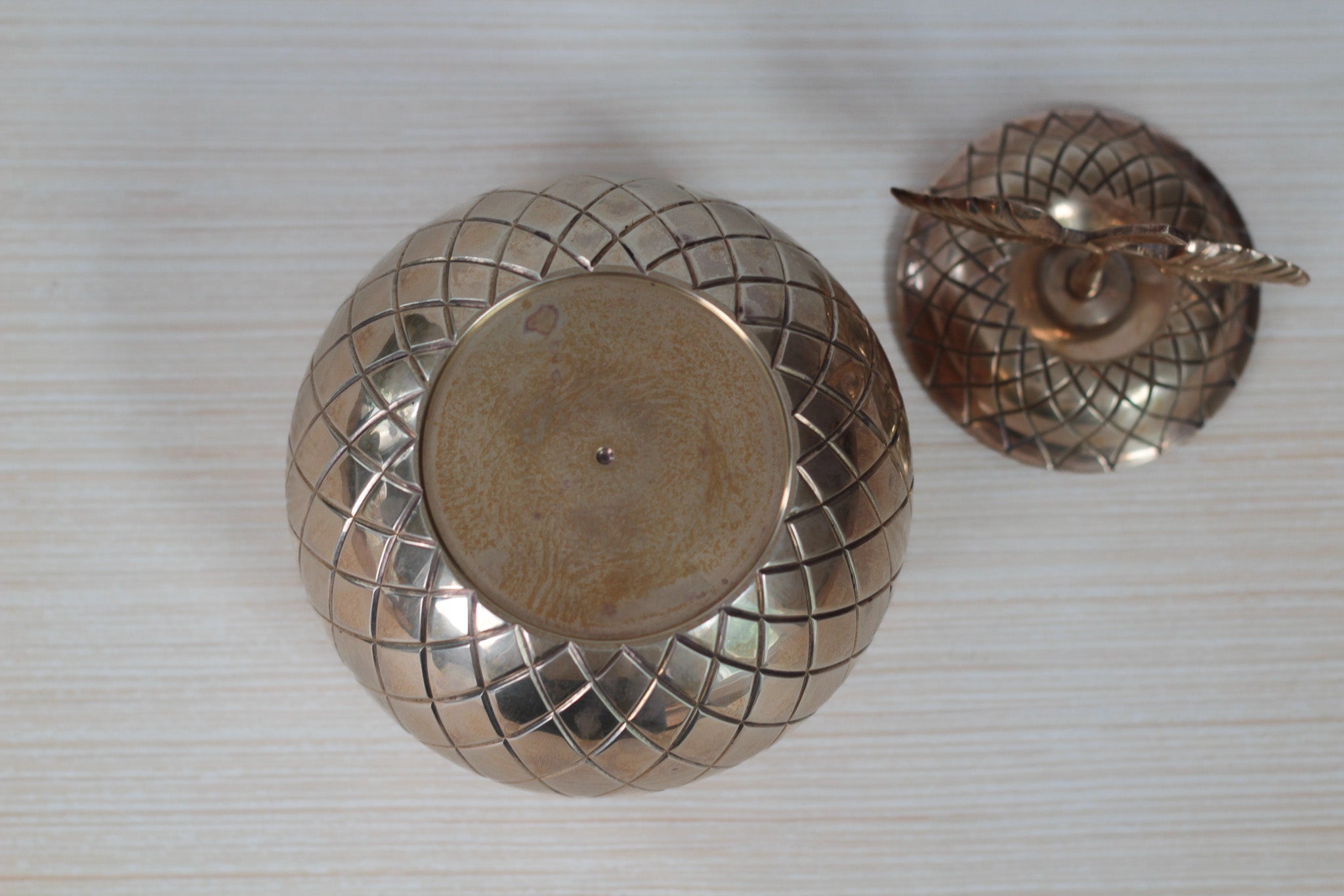Vintage Brass Apple Lidded Box
