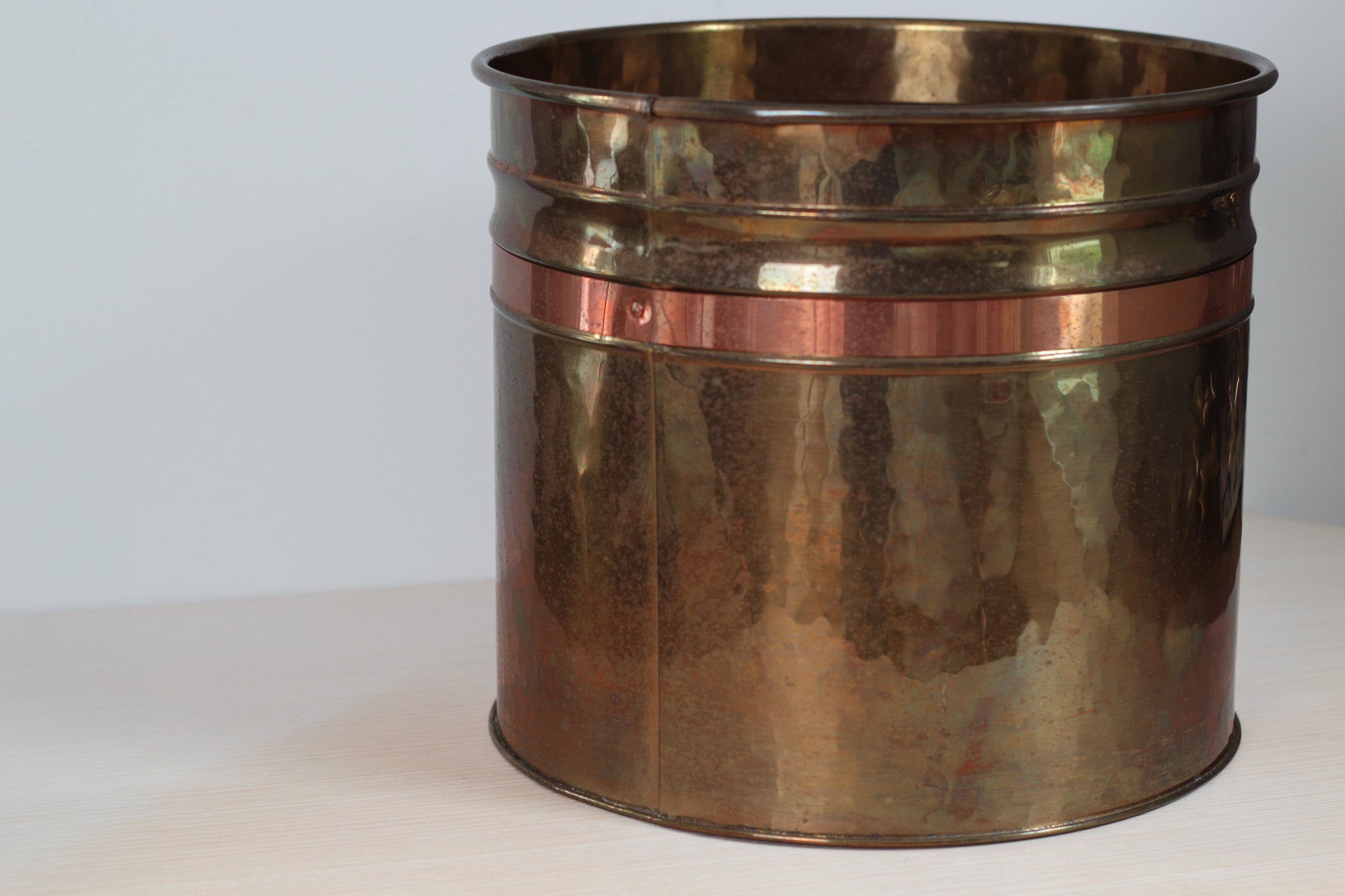 Vintage Dutch Hammered Brass & Copper Planter