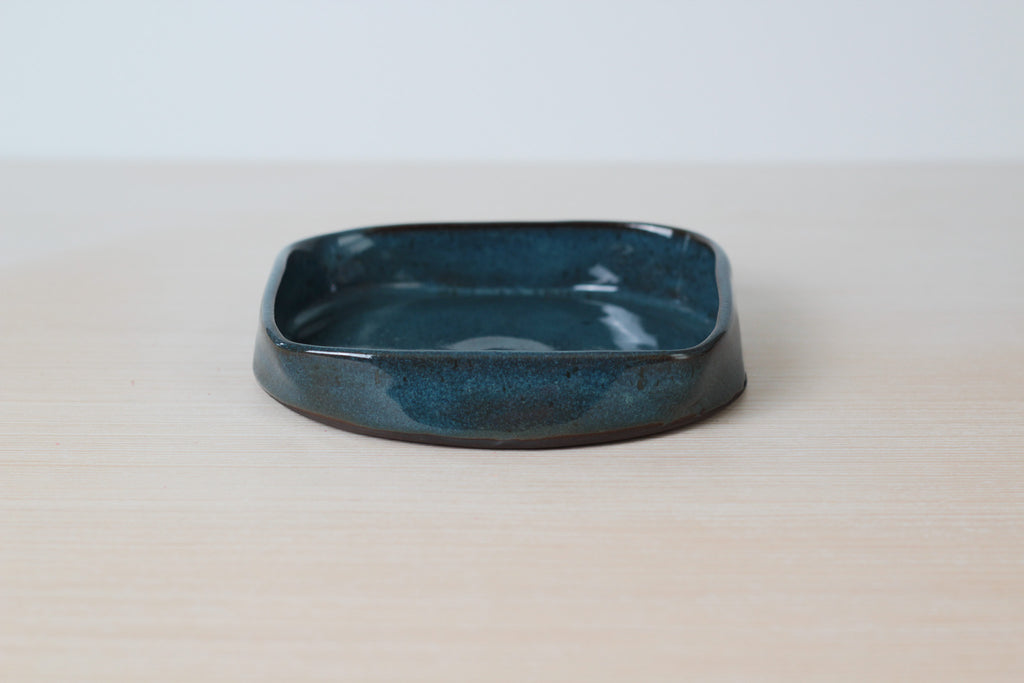 Vintage Studio Pottery Square Catchall, Signed by Artist