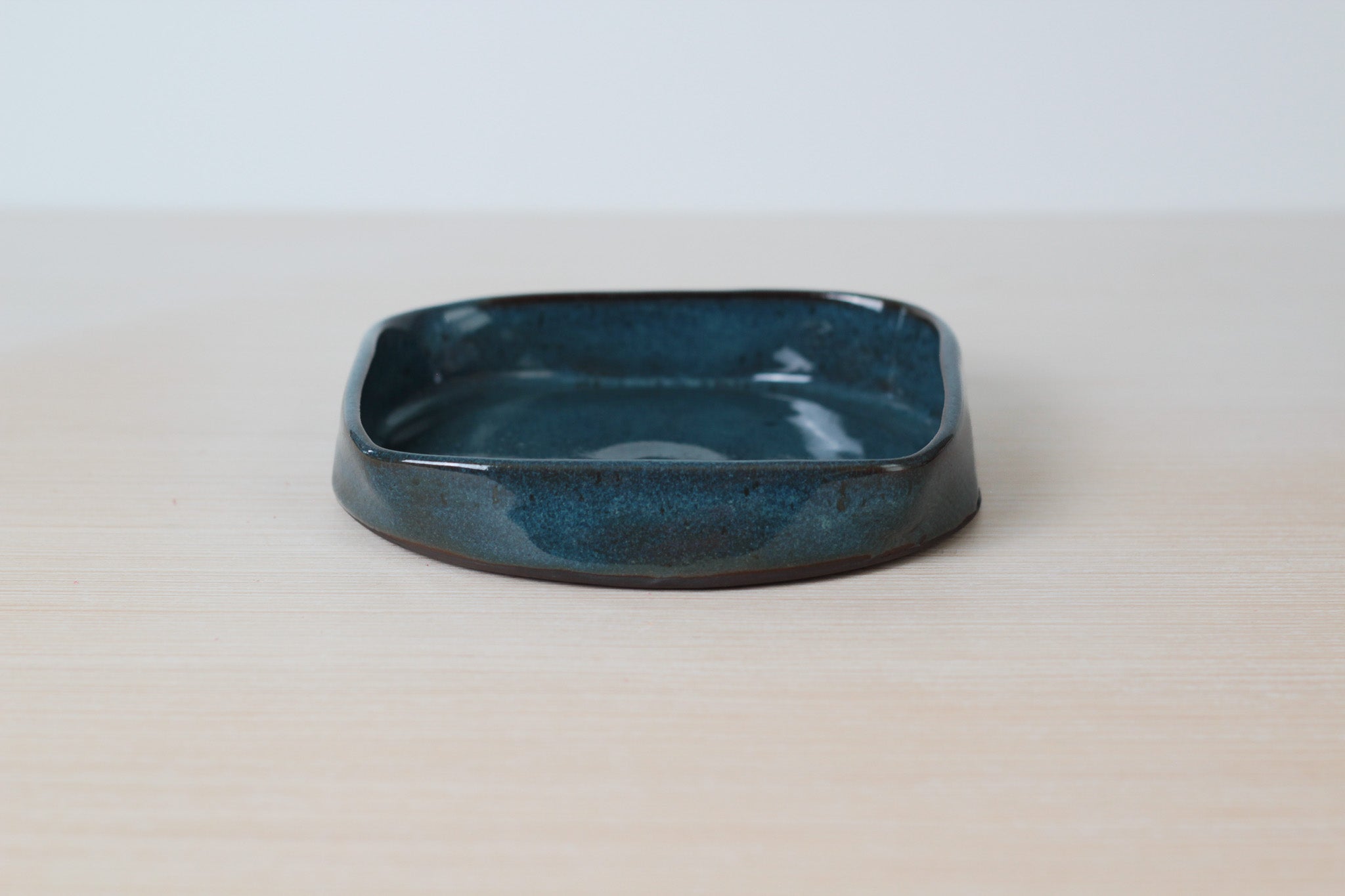 Vintage Studio Pottery Square Catchall, Signed by Artist